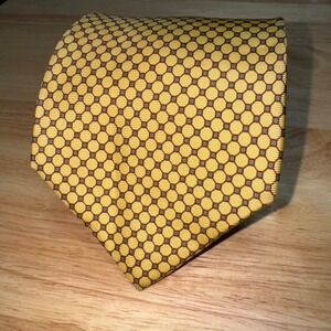 Brooks Brothers Makers Yellow Small Circle Print 100% Silk Men's Necktie